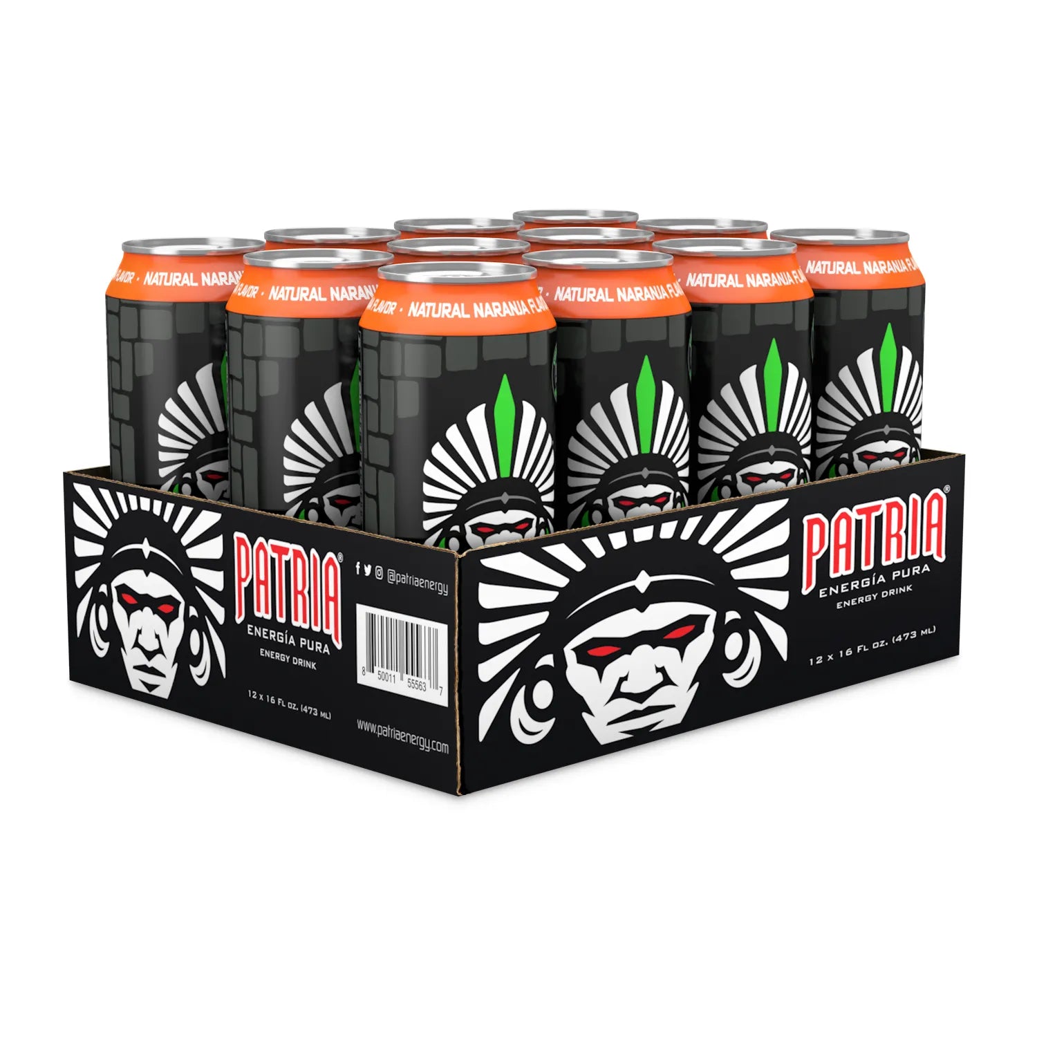 Patria Energy Drink - Naranja - 16 oz Can (12 Pack Case)