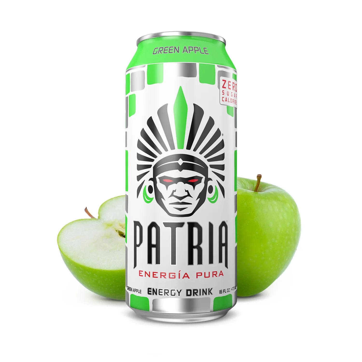 Patria Energy Drink - Green Apple - 16 oz Can (12 Pack Case)